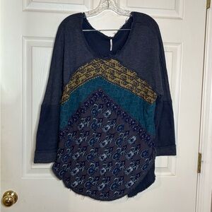 Free People Blue Distressed Sweatshirt oversized so soft and comfy